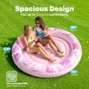 SLOOSH Inflatable Tanning Pool Lounger Float, 72" x 56" Pool Floats Adult with Pillow, 4 in 1 Round Suntan Tub Raft Floatie,Sunbathing Bed Lounge for Water Blow Up Ball Pit Party Gifts, Pink