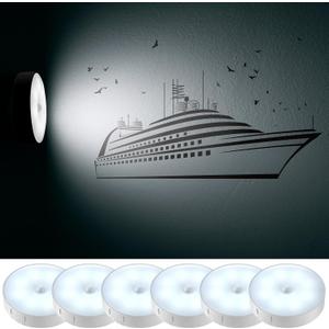 6 Pcs Cruise Ship Approved Magnetic Nightlight Motion Sensor Night Light Rechargeable LED Night Lights Auto on or Off Motion Activation Nightlight for Cruise Ship Home Hallway Bathroom