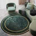Emerald Green Round Rug 3ft Modern Circle Area Rug Washable Non-Slip Circular Floor Mats for Living Dining Room Bedroom Office Sofa Home Decor Carpets