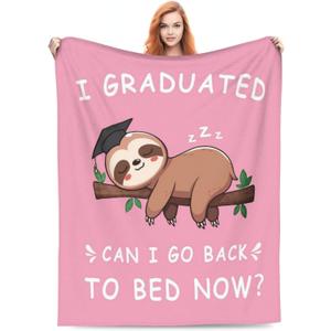 Funny Graduation Gifts Her & Him, Practical Throw, College Graduation Blanket for Women & Men, Nurse, 2026 Grad Gifts for Master Degree, High School, PHD, Sloth Blanket (Pink, 60"x50")