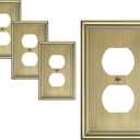 4-Pack Duplex Outlet Covers, Decorative Wall Plates for Electrical Outlets, Antique Brass Switch Plates and Outlet Covers, Durable Zinc Alloy Receptacle Cover, Corrosion Resistant