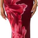 PRETTYGARDEN Womens Summer Dresses 2026 Elegant Spaghetti Straps Evening Gown Floral Print Bodycon Maxi Mesh Sundress (Red, XXL)