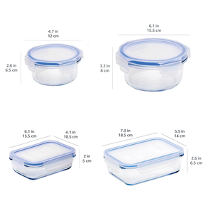 Box with Amazon Basics Leak-Proof Glass Locking Lids Food Storage Containers 4 Pcs