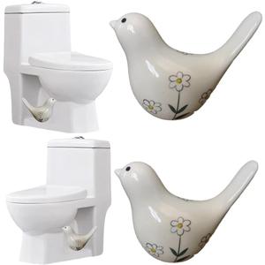 2PCS Toilet Bolt Covers Decorative, Cute Bird Toilet Screw Cover Caps, Ceramic Toilet Bolt Caps Decorative, Funny Bathroom Accessories, No Tools Easy Installation Bathroom Decor (White)