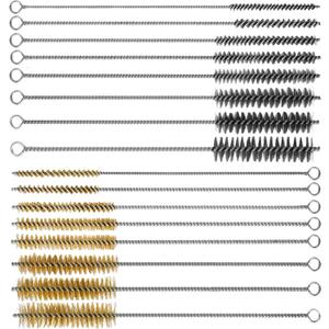 16Pcs Tube Cleaning Brush,Brass Stainless Steel Engine Cleaning Brushes,12 inch Long Round Wire Pipe Cleaner for Deep Pipes,Auto Parts, Engine Parts,8 Sizes