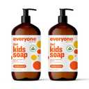 Everyone 3-in-1 Kids Soap, Body Wash, Bubble Bath, Shampoo, 32 Ounce (Pack of 2), Orange Squeeze, Coconut Cleanser with Organic Plant Extracts and Pure Essential Oils (Packaging May Vary)