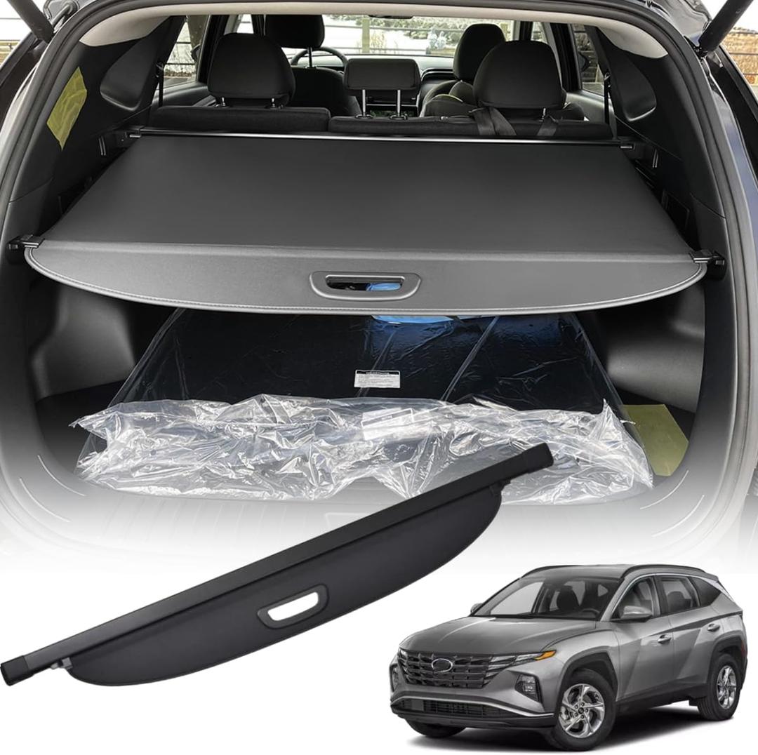 Vesul Compatible with Hyundai Tucson 2025-2022 PVC Retractable Cargo Cover Security Shade Shield Tonneau Cover Anti-Peeping Luggage Privacy Screen Black