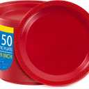 WELLIFE Red Party Plates 9 Inch -150 Count, Plastic Disposable Plates for Dinner Party Easter Mother's Day