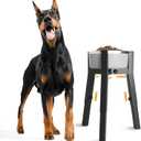 SHAINFUN Adjustable Dog Bowl Stand for Large & Extra Large Breeds, Single Tall Food & Water Holder, Height Adjustable 9.8"-13.4", Width 7"-11", Elevated Dog Bowls (Bowls Not Included)