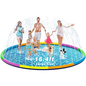 EPN Splash Pad, 16.4FT Size Extra Large Sprinkler Play Mat for Dogs & Kids, Thicker Pool Summer Outdoor Water Toys Fountain Pad for 3+ Children & Pets