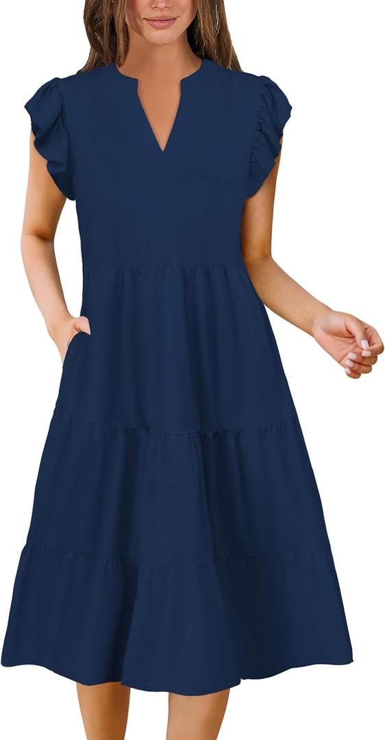 MixShe Summer Dresses for Women 2025 Elegant Classy Casual Fashion Dress  XX-Large  (Navy Blue)