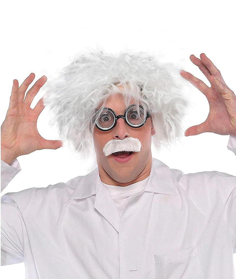 Albert Einstein White Wig for Costumes - Crazy Mens Fancy Dress Scientist Professor Adults Accessories