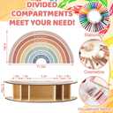 Back to School Boho Rainbow Pen Holder, 11.5" x 4.8" Desk Wooden Inspirational Positive Affirmations for Office Supplies Classroom Art Supply Makeup Brush Storage for Kids Present
