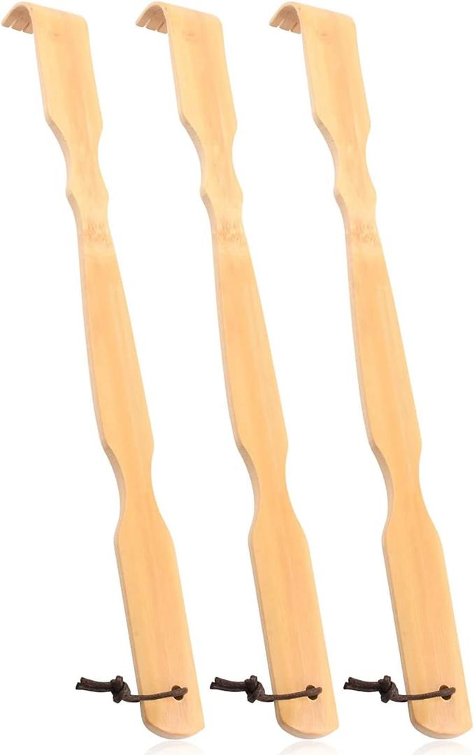 Wooden Bamboo Back Scratcher, 17" Natural Handmade Back-Scratchers for Men and Women, New Upgraded Long Headle Massager, Relaxation Gifts for Mom and Father's Day (5 Pack)