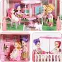 Doll House Set for Girls, Princess House Toys with 4 Dolls Furniture and 4-Story 11 Rooms,Pretend Play DIY with Light Strip for Kids, Building Dolls Playset Toys Kit Gift for Ages 3 4 5 6+