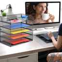 A4/Legal/Letter Size，5 Tier Mesh Letter Tray File Organizer,15.2 x 9.5 x 13.4 inches,Office File Folder Holder,Space Saving,Black