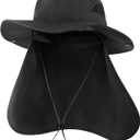 Zylioo XXL Boonie Sun Hat for Big Heads, UPF50+ Fishing Hiking Hat (Black)