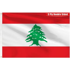 3ply Lebanon Flag 4x6 Ft Double Layers Heavy Duty Durable Large Lebanese Flag Banner Outdoor Indoor Decorations with 2 Brass Grommets