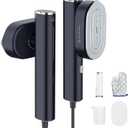 HULMAY Portable Steamer For Clothes Travel Mini Steamer and Iron Fast 10s Heat-Up, Horizontal and Vertical 1200W Effortless Wrinkle Removal, Garment Steamer and Iron for Travel Office Home(110-120V) (Black)