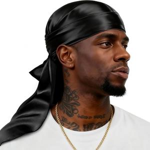 YFONG 100% Mulberry Silk Durag for Men & Women, 22 Momme Silky Durag for Hair Care, Soft and Breathable Do rag for Comfortable Wear, Perfect for Fashion Styling, 1Pc, Black