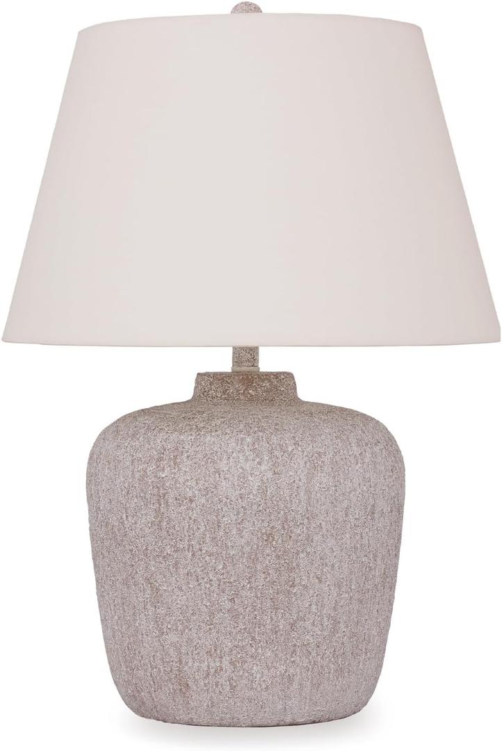 Signature Design by Ashley Danry Industrial Distressed Metal Table Lamp with 3-Way Switch, White & Light Brown