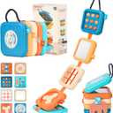 Busy Board for 1 2 3 Year Old - Montessori Travel Toy with Fine Motor Activities, Busy Cube Sensory Learning for Toddlers 1-3 - Perfect Baby Boy Girl Gift & Airplane Car Activity