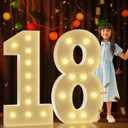 Marquee Numbers 4 Feet Tall Large Light Up Numbers 18th Birthday Decorations Big Yellow Light Outdoor Anniversary Decorations Balloon Arch Kit Party Backdrop 18