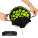 Silicone Pot Strainer, Emptycolor Adjustable Clip On Strainer for Pots Pans, Heat Resistant Pot Drainer, Kitchen Pasta Colander for Vegetables and Noodles (Black)