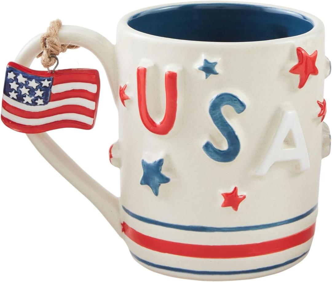 Mud Pie Usa Americana Mug Set; 15 oz