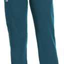 COMENII Scrubs for Women, Knit Yoga Waistband Straight Leg Cargo Pants, Classic Fit Womens Scrubs Pants (XS, Caribbean Blue)