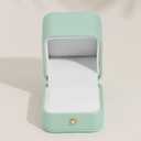Oirlv Gorgeous Mint Green Ring Box Leather Engagement Ring Case Jewelry Gift Box for Wedding Proposal Velvet Interior