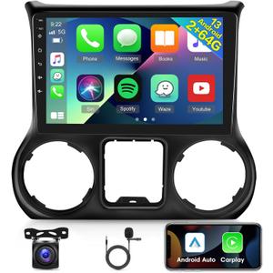 2GB+64GB Android 13 Car Radio for Jeep Wrangler 2011 2012 2013 2014, 10.1 inch Touch Screen Car Stereo, Carplay/Android Auto/Wi-Fi/Bluetooth +AHD Backup Camera+MIC