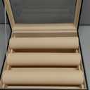 Nosiny Bracelet Display Holder with 3 Removable Rolls Bangle Organizer Display Clear Lid Bracelet Organizer Box Jewelry Storage Case for Women Retail Bracelets Watch Stores(Black,PU Leather) (11.810.23.7 Inches)