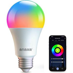 Smart Light Bulbs,WiFi & Bluetooth LED Light Bulb That Compatible with Alexa & Google Home, Color Changing Light Bulb, 10W A19 E26 2.4Ghz WiFi Light Bulbs 60 watt Equivalent, 800lm Dimmable