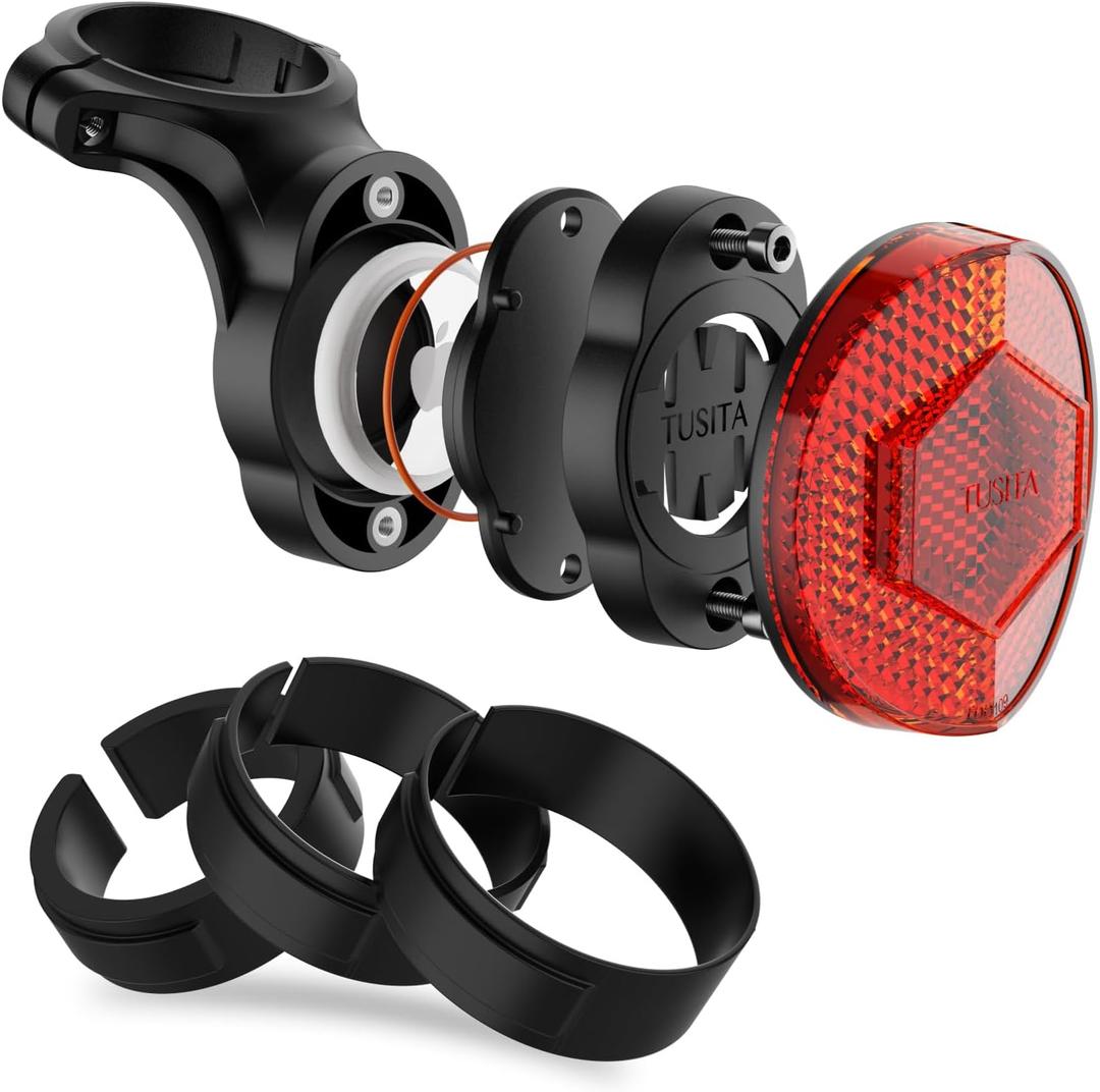 TUSITA Airtag Bike Mount, Hidden Bicycle Seatpost Mount Compatible with Airtags & Garmin Varia, Anti-Theft Air tag GPS Tracker Bike Reflector Holder