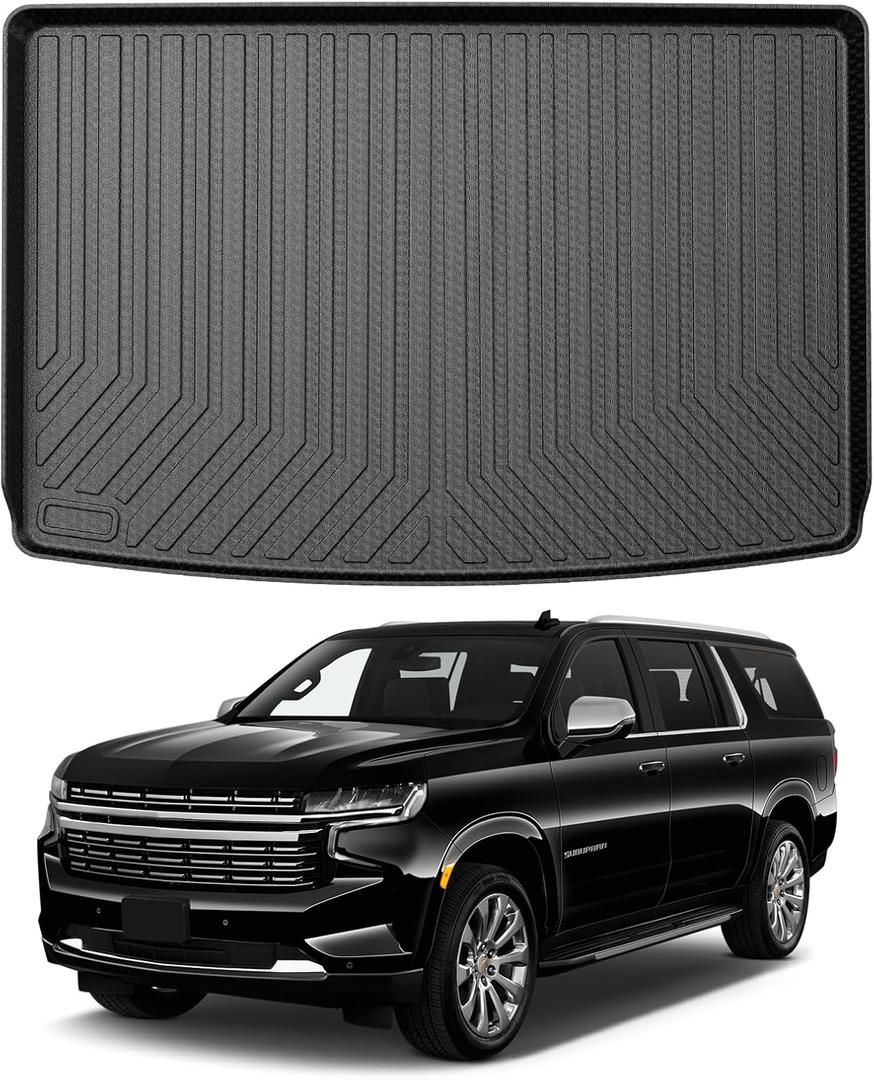 Mixsuper Cargo Liner for Chevrolet Suburban/GMC Yukon XL 2021-2025 2026, All Weather Trunk Liner Rear Cargo Mat Behind The 3rd Row Seats Black