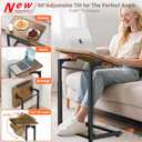 Tv Tray Table, 8-Level Adjustable Height Couch Side Table90 Tilt Angle Adjustments C-Shaped End Table, with Phone & Tablet Slot Sofa Computer Desk for Couch, Sofa, Bed, Chair, Living Room (Brown)