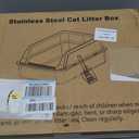 FURTIME Stainless Steel Litter Box with Lid, High Sided Metal Litter Box