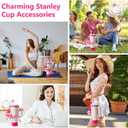 Stanley Cup Accessories Set I Water Bottle Handle Strap, Silicone Cup Boot, Lipstick Holder, Keychain Charms & Handle Charms,Straw Topper Accessories for Stanley Cups 40oz/30oz