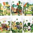 Honoson 6 Pcs St Patrick's Day Kitchen Towels St. Patrick's Day Dish Towels Shamrocks Gnomes Plaid Absorbent Bathroom Set Tea Cloth for Kitchen Home 16 x 24 Inches(Bright Color,Gnome)