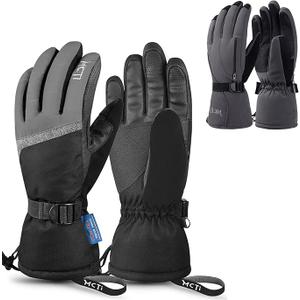 MCTi Ski Gloves,Winter Waterproof Snowboard Snow 3M Thinsulate Warm Touchscreen Cold Weather Women Gloves Wrist Leashes Small