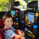 ULEEKA Car Backseat Organizer with 10" Table Holder, 9 Storage Pockets Seat Back Protectors Kick Mats for Kids Toddlers, Travel Accessories, 2 Pack