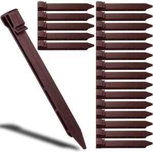 50 Pack Garden Landscape Stakes 10 inch Heavy Duty Plastic Stakes Tent Stakes Anchoring Spikes for Edging Terrace Board and Christmas Inflatables Garden Decorations Nails Brown
