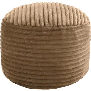 MeMoreCool Stuffed Round Pouf Ottoman Foot Rest, Soft Plush Floor Pouf Foot Stool, Corduray Footstool Footrest, Small Round Ottoman for Living Room Couch Sofa Chair, 20x15 Inch Coffee