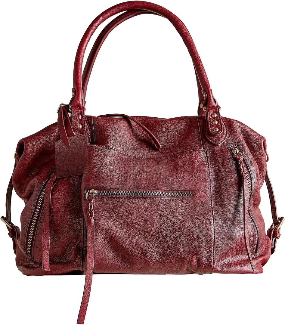Women's Large Tote Bag City Tote Bag Purse with Zipper Women Vegan Leather Hobo Handbags with Adjustable Strap (Orange-Red)
