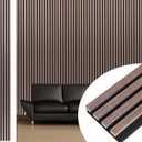 NeatiEase Wood Wall Panels, 9 Feet Acoustic Slat Wall Panels for Interior Wall Decor and Noise Reduction, Decorative Slat Wall Paneling, Smoked Oak, 4-Piece