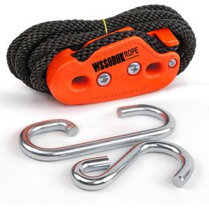 Heavy Duty Rope Fastening Device - 3/8 Inch, Easily Lift Heavy Objects and Hang Them securely, Self-Locking Alternative to Traditional Tie Down Straps (Orange 1-Pack)