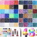 Vertdens 48 Colours 48000 Pieces 3mm Bedazzling Kit, Flatback Rhinestones, Resin Jelly Gems, Rhinestones for Bedazzling, Diamond Art & DIY Bedazzler, Including 3 x 10ml Bottles of B7000