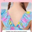 Girls One Piece Swimsuits Toddler Cute Ruffle Bathing Suits Quick Dry Beach Swimwear Size 2-7 Years (5-6 Years, Sea Animals)