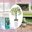 Artificial Cherry Blossom Tree 4FT, Fake Floral Tree with White Planter, Decorative Topiary Plant, Potted Faux Plant for Home Porch Decor Indoor Outdoor (Pink, 4FT)
